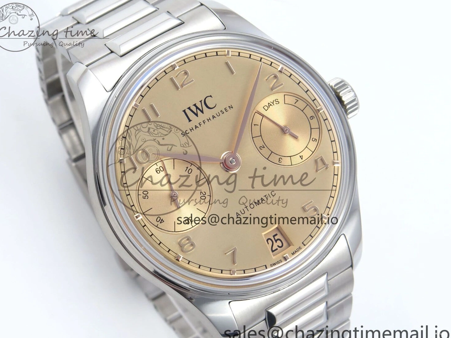 MIROTIME 0312 Portugieser Auto IWC0562B APSF 1:1 Best Edition Gold Dial on SS Bracelet A Reliable 6996
